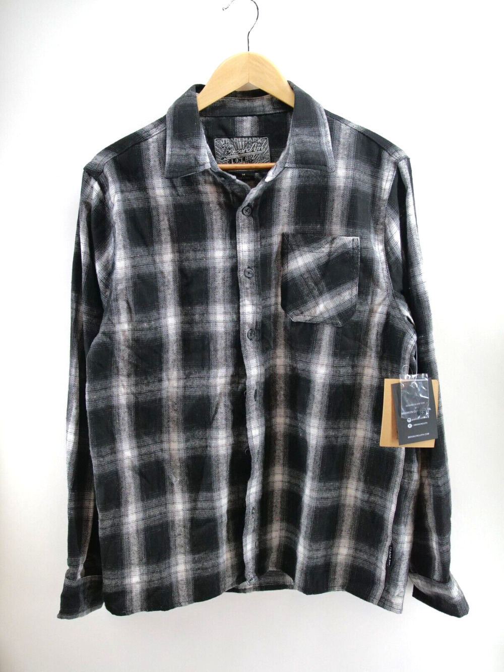 Brooklyn Cloth - Fleece Flannel Shirt/‎ Jacket men's size - Medium plaid black